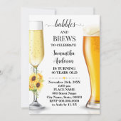 Sonnenblumen Bläschen und Brauen Geburtstag Einladung (Vorderseite)