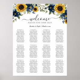 Sonnenblumen Bläsernavy Blauer Hochzeitssattel Poster