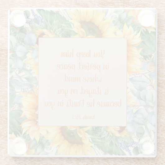 Sonnenblumen Blätter Bible Verse Behalt Perfect Pe Glasuntersetzer (Rückseite)