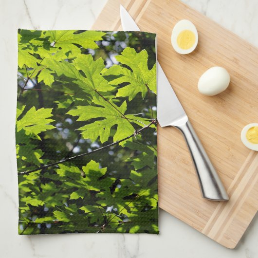 Sonnenblumen-Blätter im Wald Geschirrtuch (Viertel Falte)