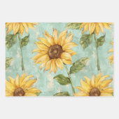 Sonnenblumen blaue Hintergrund Geschenkpapier Set (Vorderseite 3)