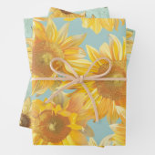 Sonnenblumen blaue Hintergrund Geschenkpapier Set (Beispiel)