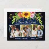 Sonnenblumen Blauer Blauer Holz 3 Foto Save the Da Postkarte (Vorne/Hinten)