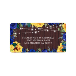 Sonnenblumen Blauer Blumenstrauß Lights Hochzeit H Adressaufkleber