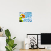 Sonnenblumen Blauer Himmel und Wolken Decoupage Ku Poster (Heimbüro)