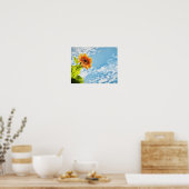 Sonnenblumen Blauer Himmel und Wolken Decoupage Ku Poster (Küche)
