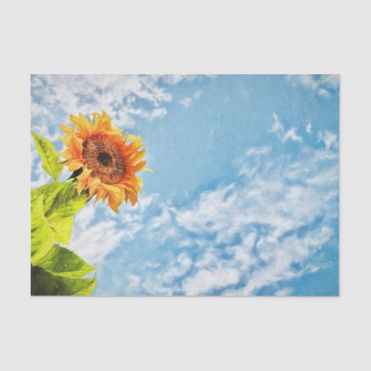 Sonnenblumen Blauer Himmel und Wolken Dekoupage Fi Seidenpapier (Vorderseite)