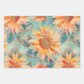 Sonnenblumen blauer Hintergrund Geschenkpapier Set (Vorderseite 3)