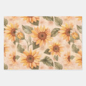 Sonnenblumen blauer Hintergrund Geschenkpapier Set (Vorderseite)