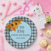 Sonnenblumen & Blue Buffalo Karo Engagement Party Pappteller (Party)