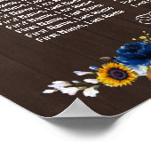 Sonnenblumen Blue Floral Hochzeitsstall Seating Ch Poster (Ecke)