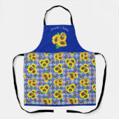 Sonnenblumen Blue Gingham Schürze (Vorderseite)
