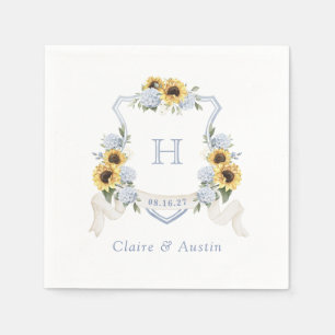Sonnenblumen Blue Hydrangea Wappen Wedding Monogra Serviette