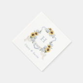 Sonnenblumen Blue Hydrangea Wappen Wedding Monogra Serviette (Ecke)