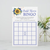 Sonnenblumen Blue Lights Brautparty Bingo Game (Stehend Vorderseite)