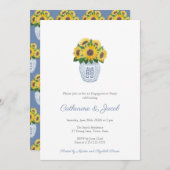 Sonnenblumen Blue White Ginger Jar Engagement Part Einladung (Vorne/Hinten)