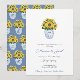Sonnenblumen Blue White Ginger Jar Engagement Part Einladung