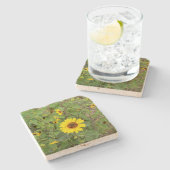 Sonnenblumen blühen im Wind, steiniger Untersetzer (Seitenansicht)