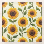 Sonnenblumen blühen in Richtung Sonne Glasuntersetzer (Vorderseite)