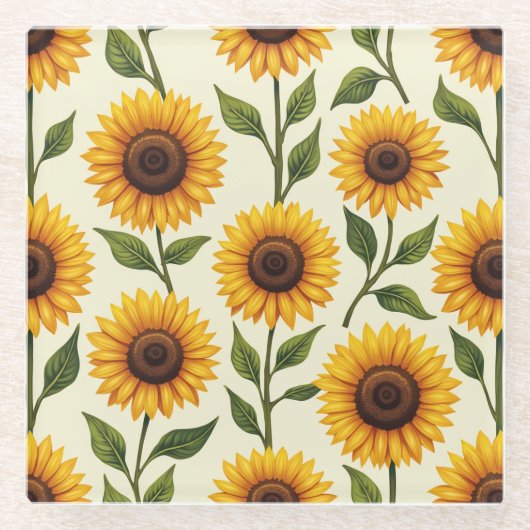 Sonnenblumen blühen in Richtung Sonne Glasuntersetzer (Vorderseite)