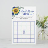 Sonnenblumen Blühendes Brautparty Bingo Game (Stehend Vorderseite)