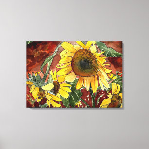Sonnenblumen Blume Aquarellmalerei Leinwanddruck