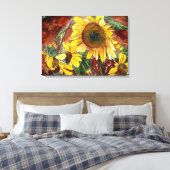 Sonnenblumen Blume Aquarellmalerei Leinwanddruck (Insitu (Schlafzimmer))