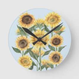 Sonnenblumen Blume Blumengebäck Kinderzimmer Kinde Runde Wanduhr