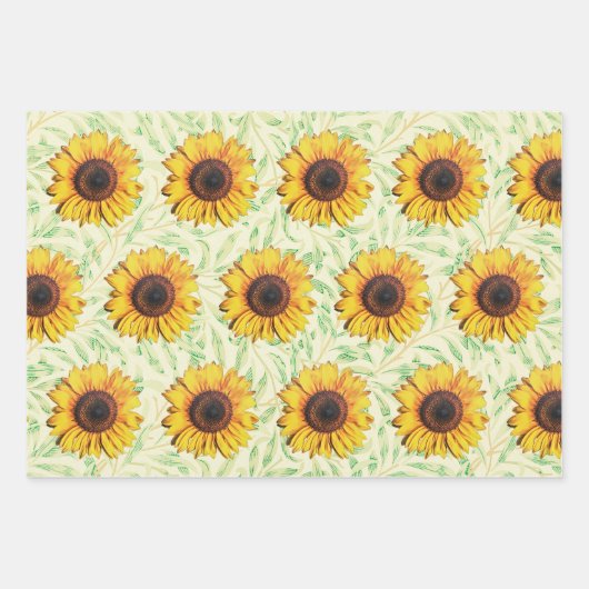 Sonnenblumen-Blume Blumenhandtafel Geschenkpapier Set (Vorderseite)