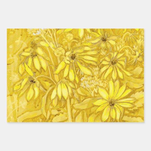 Sonnenblumen Blume Blumenstrauß, grün Geschenkpapier Set (Vorderseite 3)