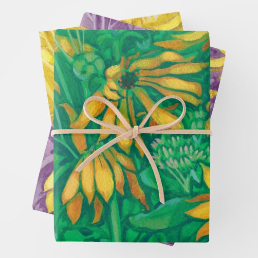 Sonnenblumen Blume Blumenstrauß, grün Geschenkpapier Set (Beispiel)
