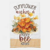 Sonnenblumen Blume Gingham Honey Bees Geschirrtuch (Vertikal)