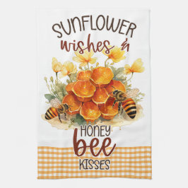 Sonnenblumen Blume Gingham Honey Bees Geschirrtuch