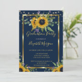 Sonnenblumen Blume Lights, Holz Graduierungsparty Einladung (Stehend Vorderseite)