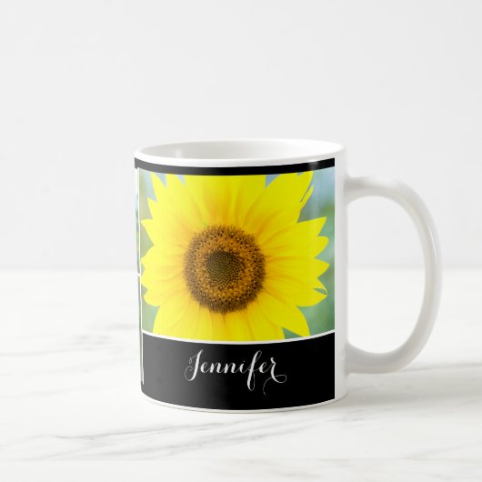 Sonnenblumen-Blume - personalisierter Text Kaffeetasse (Rechts)