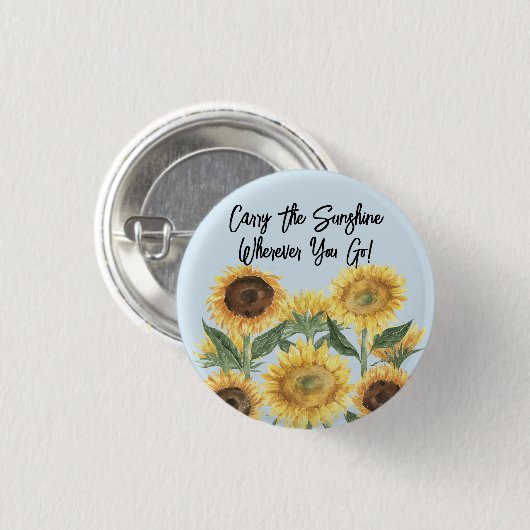 Sonnenblumen-Blume Personalisiertes Zitat Button (Vorne & Hinten)