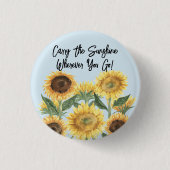 Sonnenblumen-Blume Personalisiertes Zitat Button (Vorderseite)