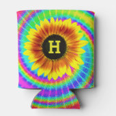 Sonnenblumen-Blume Power Tiedyed Retro Monogramm Dosenkühler (Rückseite)