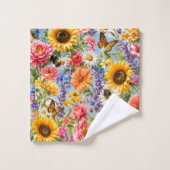 Sonnenblumen-Blumen-Badezimmer-Handtuch-Set Badhandtuch Set (Waschlappen)