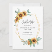 Sonnenblumen Blumen Eukalyptus Geometrisch Save The Date (Vorderseite)