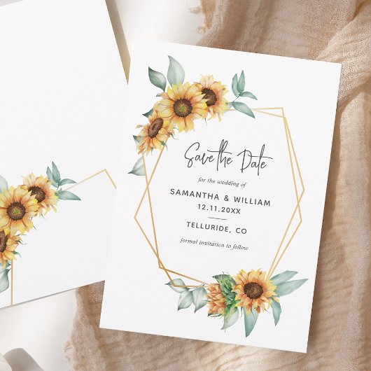 Sonnenblumen Blumen Eukalyptus Geometrisch Save The Date