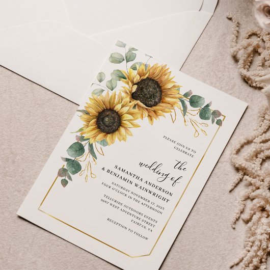 Sonnenblumen Blumen Eukalyptus Hochzeit Einladung