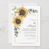 Sonnenblumen Blumen Eukalyptus Hochzeit Einladung (Vorderseite)