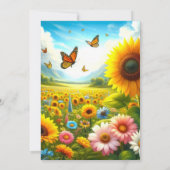 Sonnenblumen Blumen Geburtstagsessen Einladung (Rückseite)