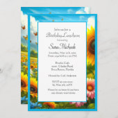 Sonnenblumen Blumen Geburtstagsessen Einladung (Vorne/Hinten)