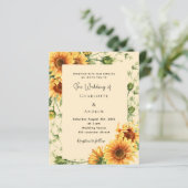 Sonnenblumen Blumen Hochzeit Einladung (Stehend Vorderseite)