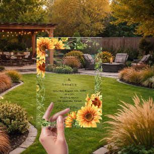 Sonnenblumen Blumen klare Hochzeit  Acryleinladungen