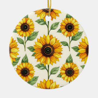 Sonnenblumen-Blumen nahtloses Muster Helles Gelb Keramik Ornament