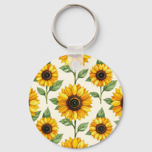 Sonnenblumen-Blumen nahtloses Muster Hellgelb Schlüsselanhänger