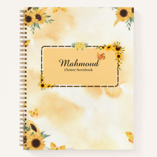 Sonnenblumen-Blumen-Notizbuch – Personalisierte Bl Notizblock
